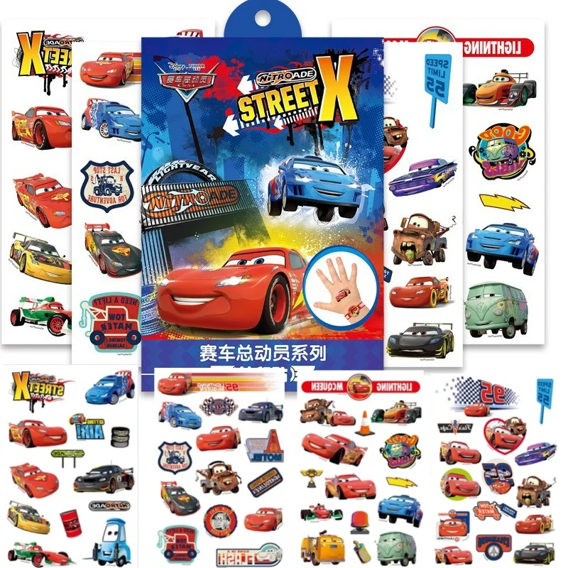

4pcs/1 Set Cars Red Lightning McQueen Tattoo Stickers Toys Party Kids Cartoon Stickers Toys Gift