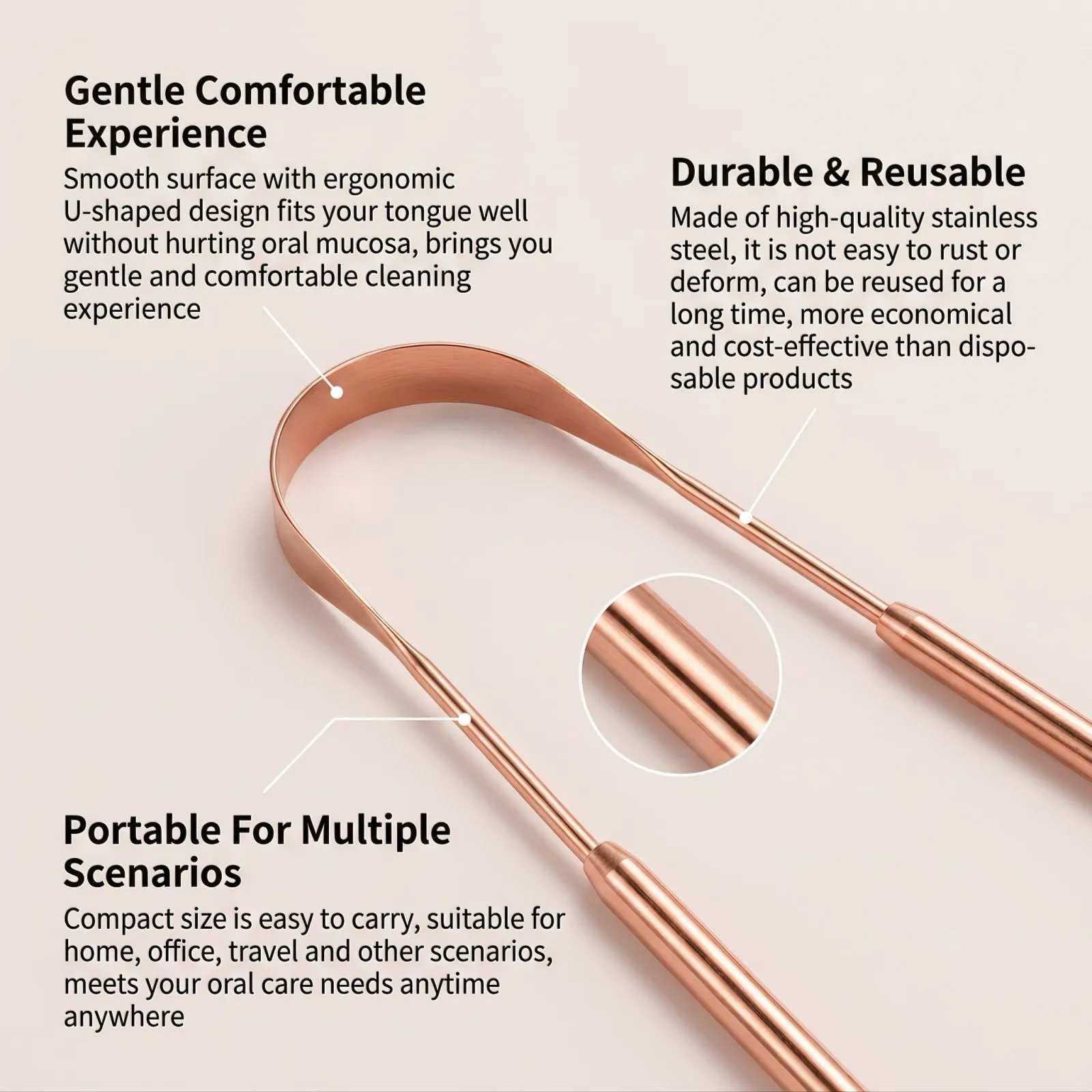 U-Shaped Tongue Scraper Stainless Steel Tongue Cleaner Remove Coating Bad Breath Gentle Oral Hygiene Portable