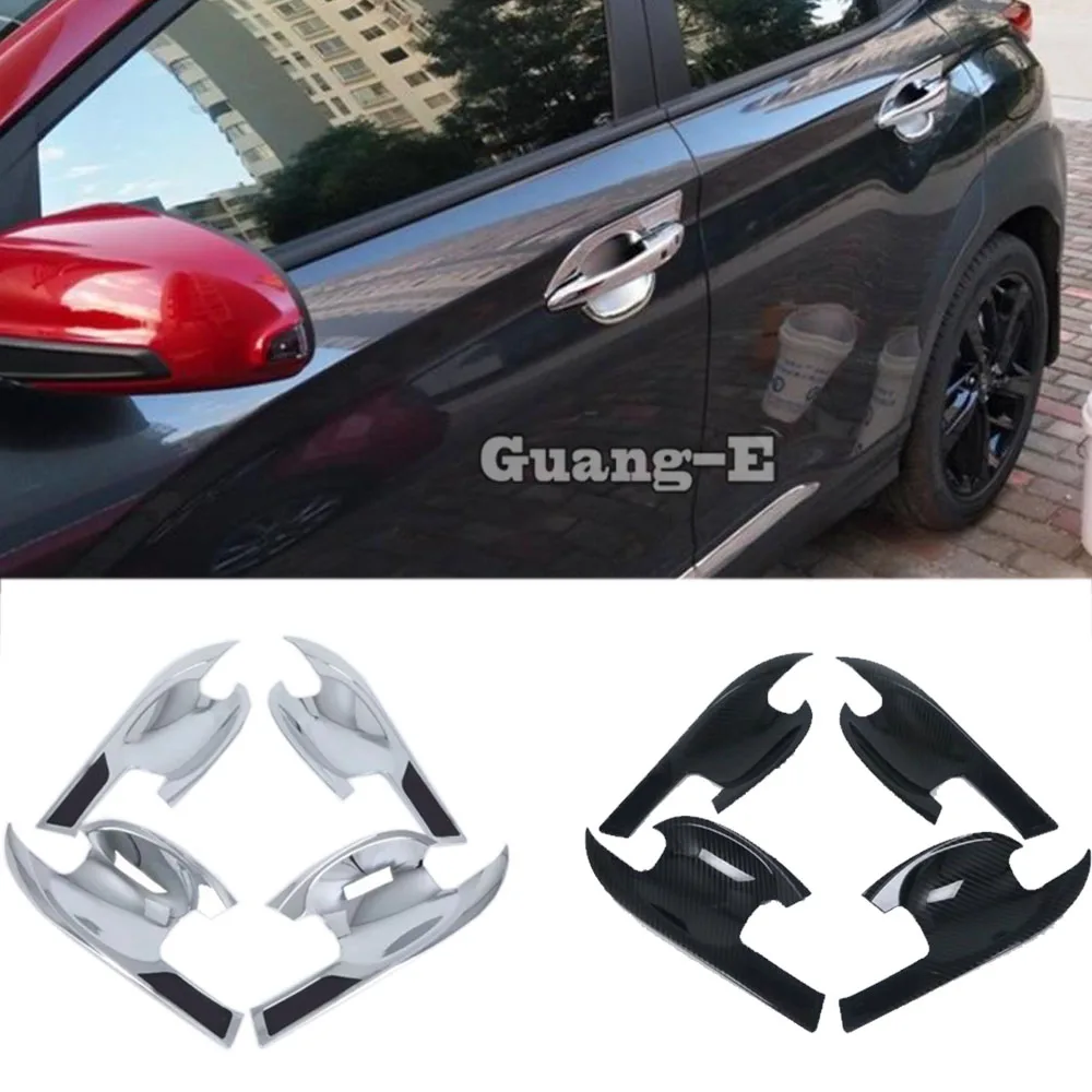 For Hyundai Kona Encino Kauai 2017 2018 2019 2020 Car Cover Trim ABS Chrome External Stick Lamp Frame Door Bowl Armrest Handrail