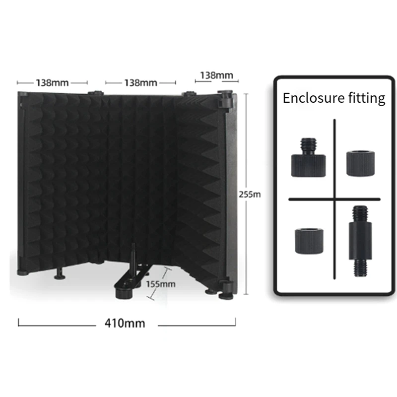 Adjustable Microphone Isolation Shield Foldable Studio Recording Mic Filter Mic Sponge Soundproof Shield