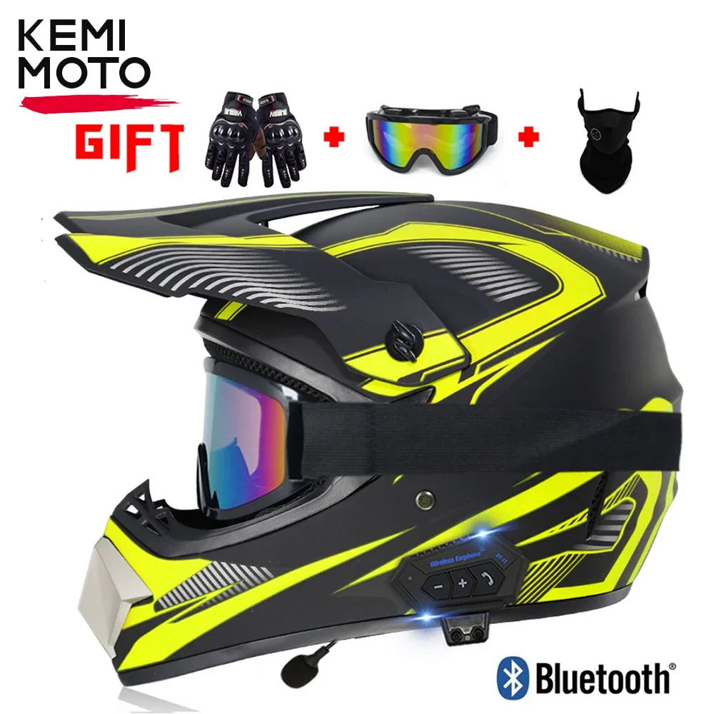 Motorcycle Off-road Helmet With Bluetooth Motorcycle Accessories ATV Dirt DH Racing Motorcross Helmets For Men Multi-ventilation