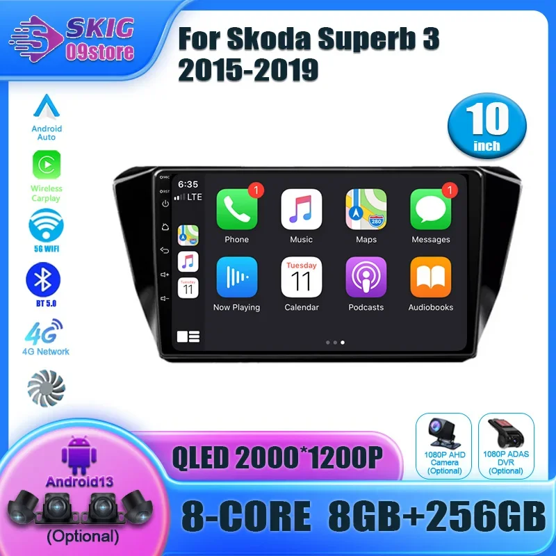 

For Skoda Superb 3 2015-2019 Car Radio Android Multimedia Video Player GPS Navigation Carplay Touch Screen Auto video Stereo wfi