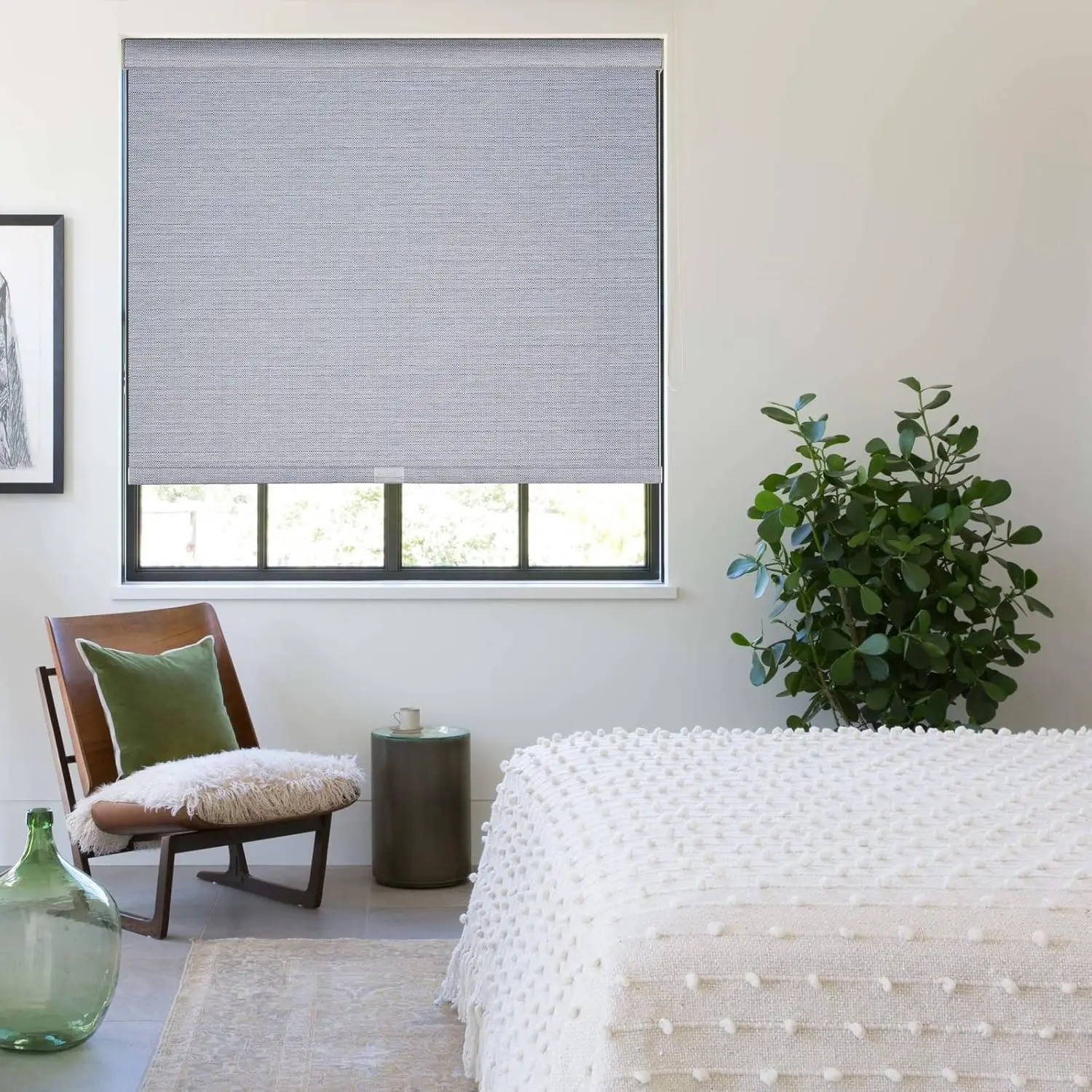 Professional Customized 100% Blackout Texture Fabric Spring Control Roller Blinds for Windows