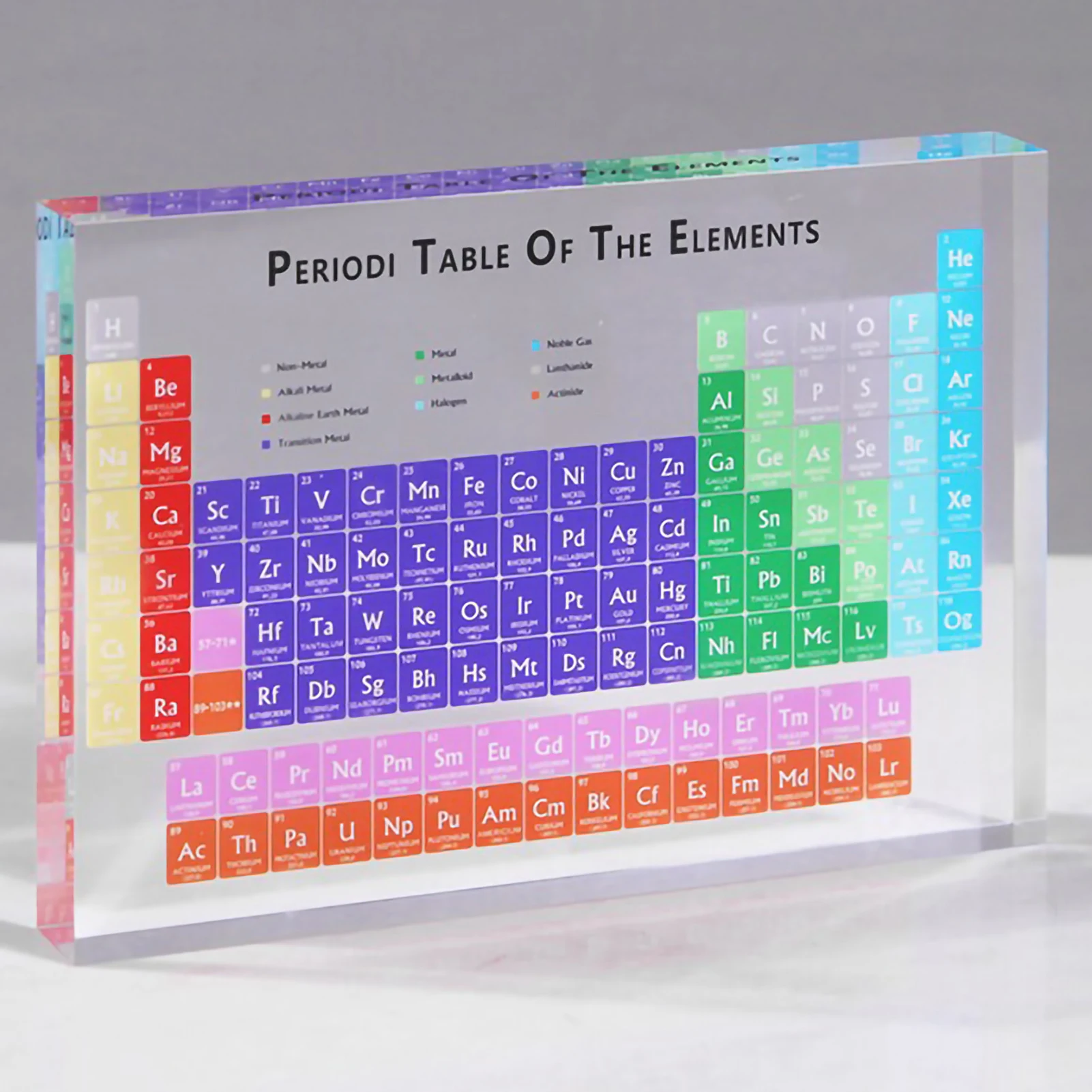 Acrylic Periodic Table with Elements Desk Display with Real Elements Kids Teaching Gifts Chemical Element Home Materials Craft