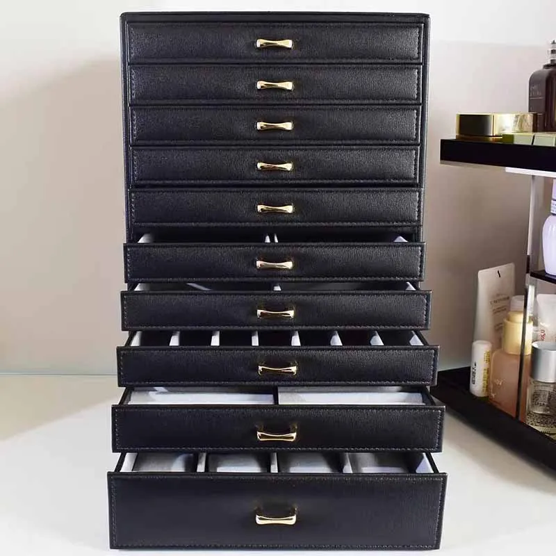 Luxury Jewelry Storage Box Ring Bracelet Storage Boxes Necklace Accessories Jewelry Box Divided Compartment Organizer Boxes