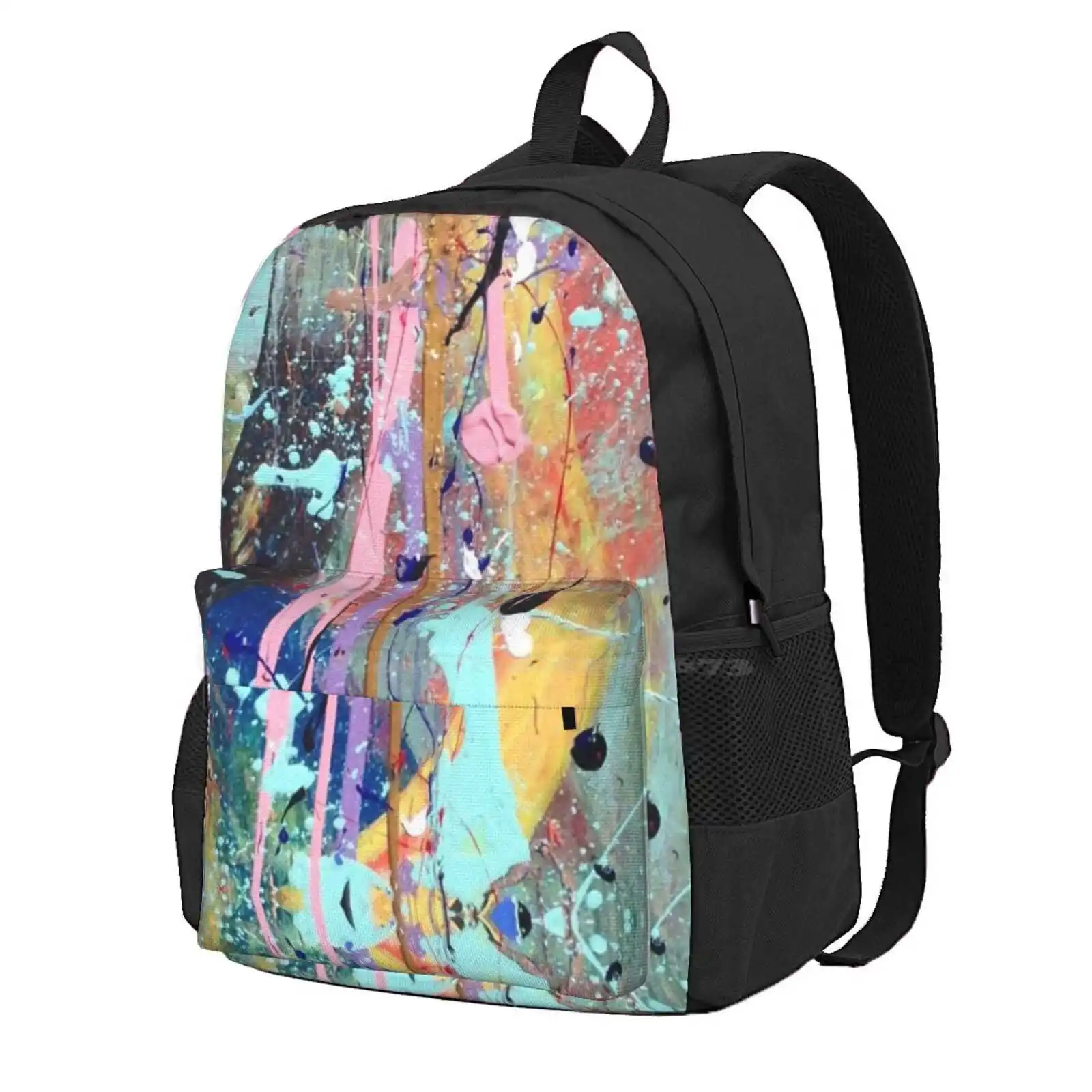 One Tree River Hot Sale Schoolbag Backpack Fashion Bags Splash Paint Color Life Movement Abstract L