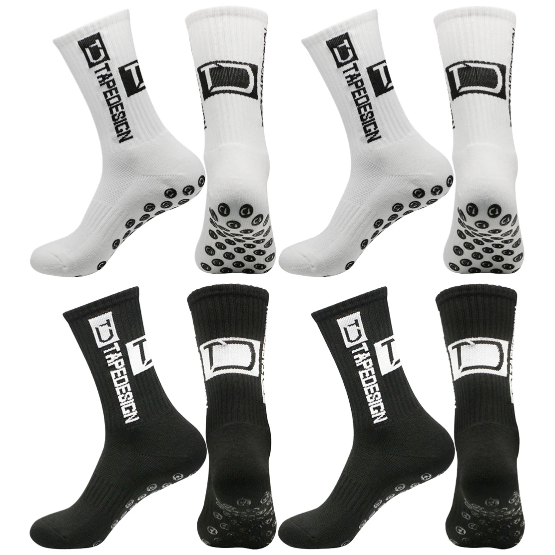 4 أزواج من الجوارب الرجالية النسائية القابلة للتنفس وغير القابلة للانزلاق لكرة القدم وكرة السلة والبيسبول والرجبي وكرة القدم وركوب الدراجات والجري والتمارين الرياضية #1