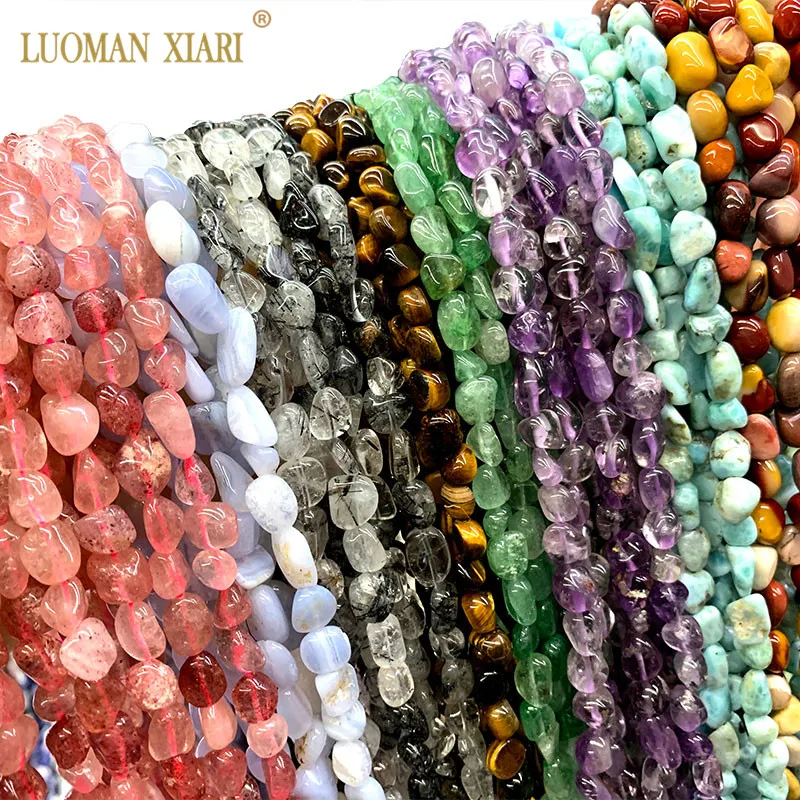Wholesale 8-12 mm 100% Natural Agates Garnet  Amazonite Jades Amethysts Grave Beads For Jewelry Making DIY Bracelet Necklace