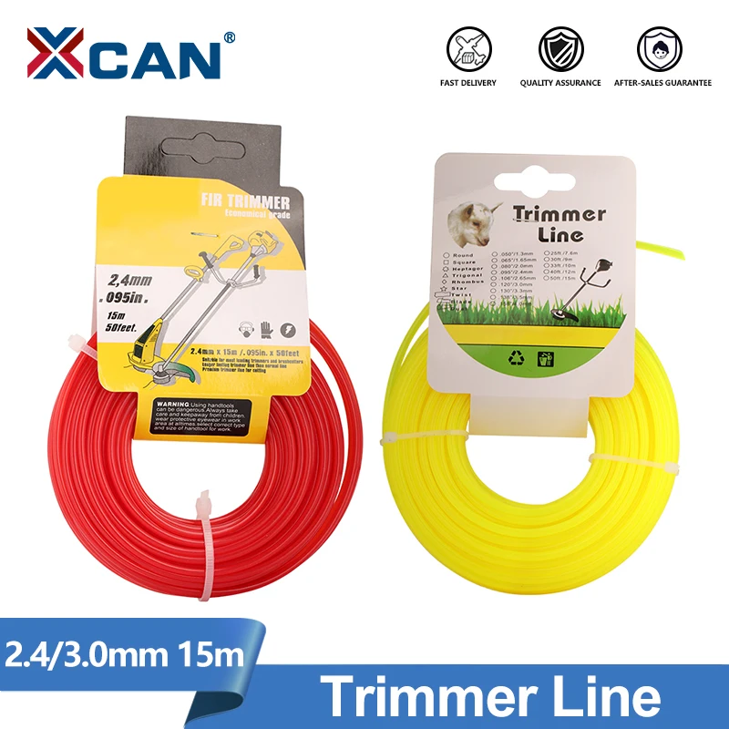 XCAN Brush Cutter Trimmer 2.4mm/3.0mm 15M Nylon Round Roll Grass Replacement Wire About 15M Garden Tool Accessories