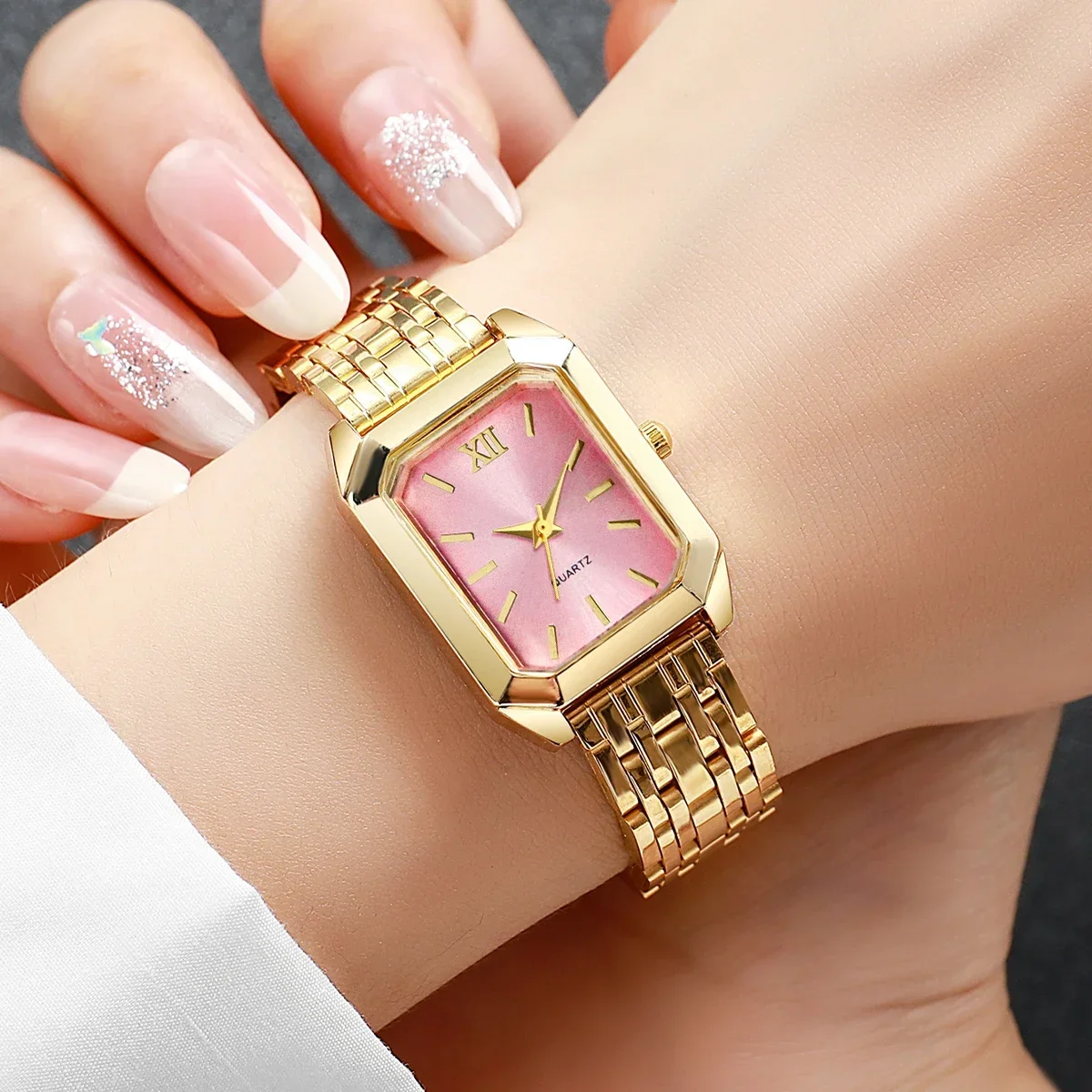 Surprise Blind Box Women Watch Random Luxury Square Quartz Wristwatch Metal Steel Strap Ladies Fashion Dress Watch view 5