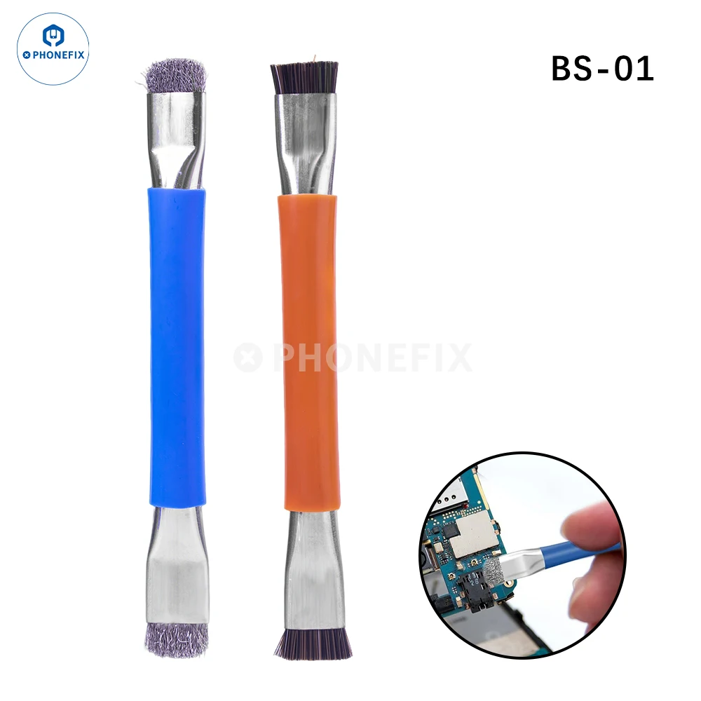 BS-01 BS-02 BS-03 Anti-Static Double Head Brush Motherboard PCB Cleaning Brush for IC Chip Board Welding Computer Phone Repair