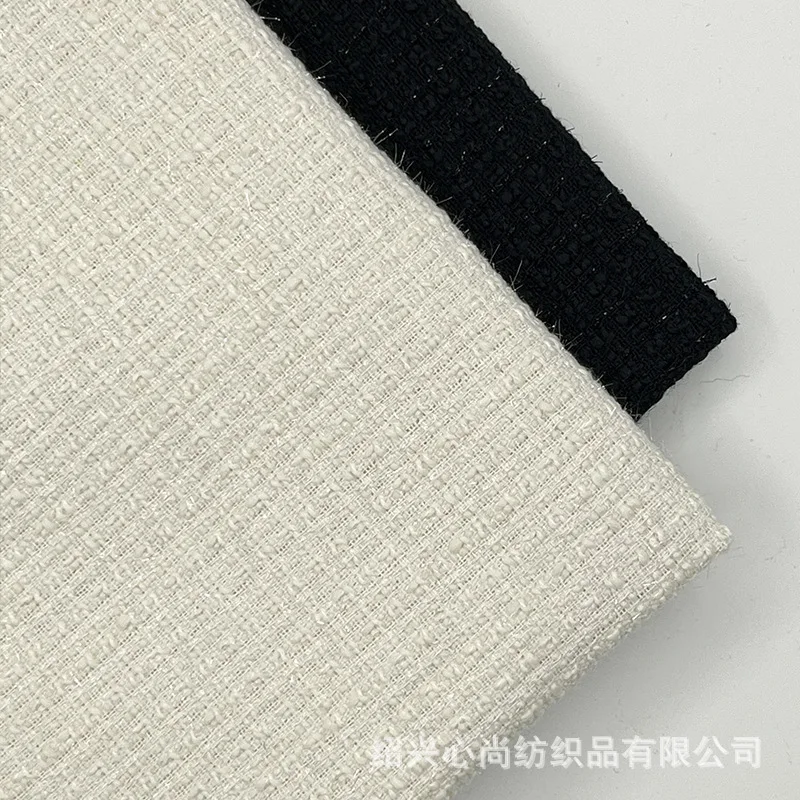 

2022 Spring Autumn New Woolen Yarn-Dyed Silver Silk Black White Classic Style Fabric Shoes and Hats