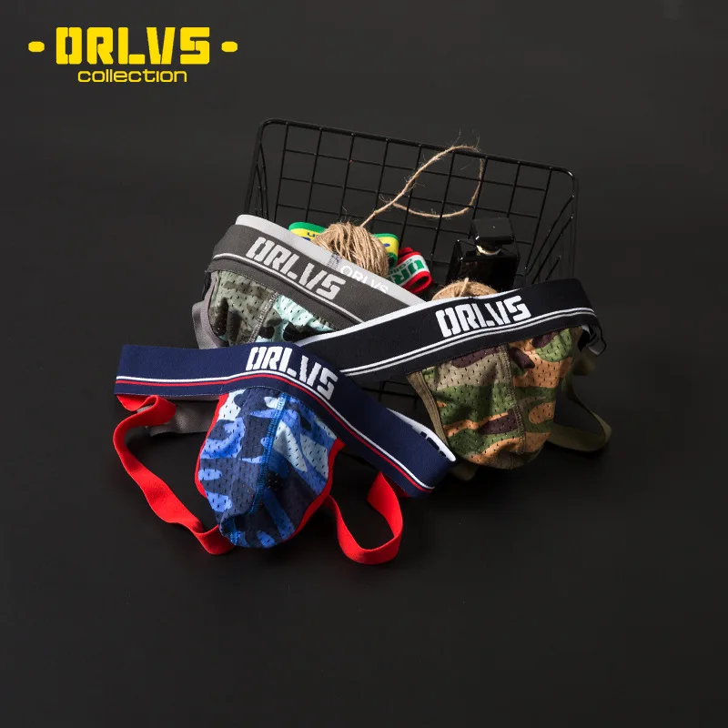 ORLVS Summer New Men's Underwear Camo G-string Pants Mesh T Pants Breathable OR186