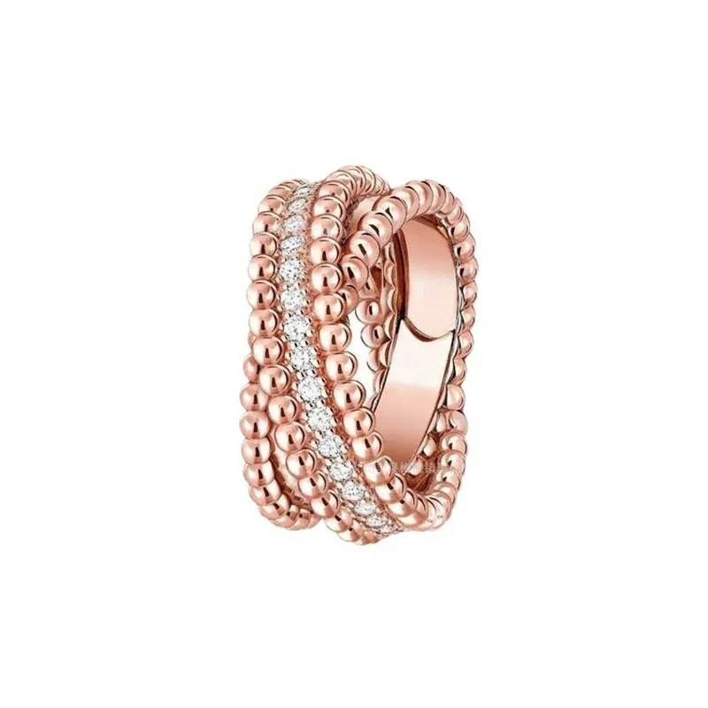 

S925 Silver With Rose Gold Color Bead Style Cross Ring Women's Zircon Design Temperament Fashion Brand Party Luxury Jewelry