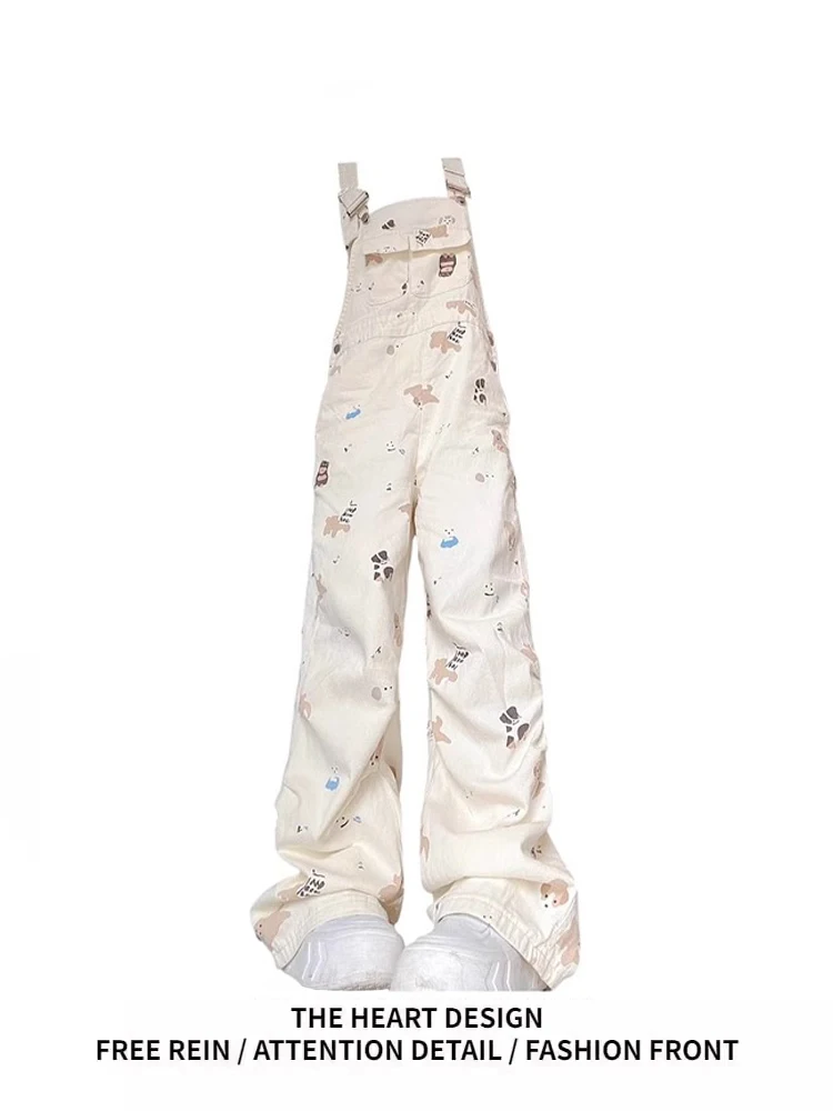 

Милые джинсовые комбинезоны, женские весенне-летние новые утягивающие прямые брюки, повседневные широкие брюки с высокой талией