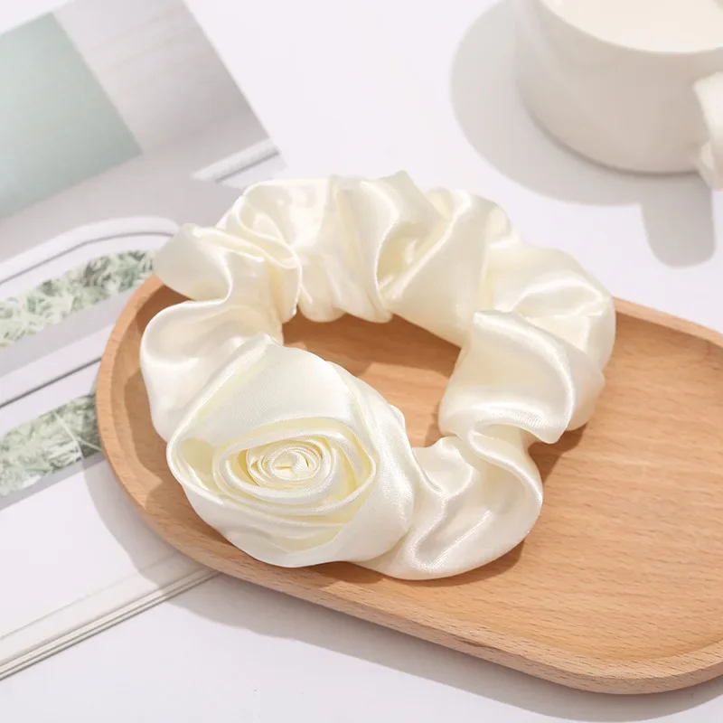 

Ribbon Rose Flower Elastic Hair Band Women Girls Scrunchie Hair Rope Ties Ponytail Holder Accessories