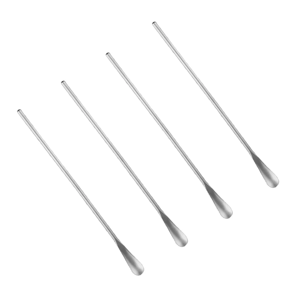 

4pcs Stainless Steel Stirring Ice Spoon Ice Cream Spoons Cocktail Spoons Swizzle Stick (Long Handle, Silver)