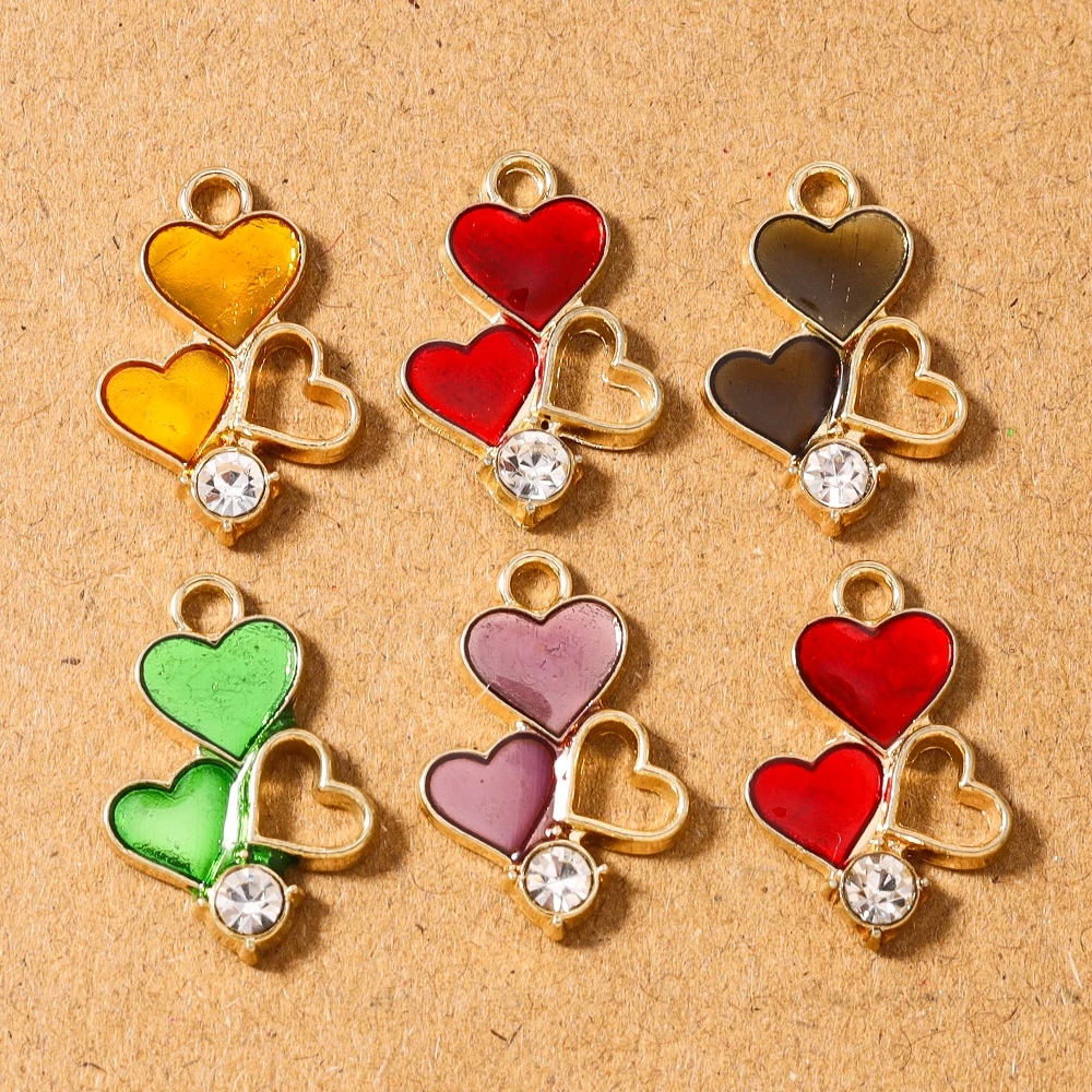 

10pcs Cute Enamel Love Heart Charms Pendants for Necklace Earrings Bracelet DIY Handmade Jewelry Accessories Supplies