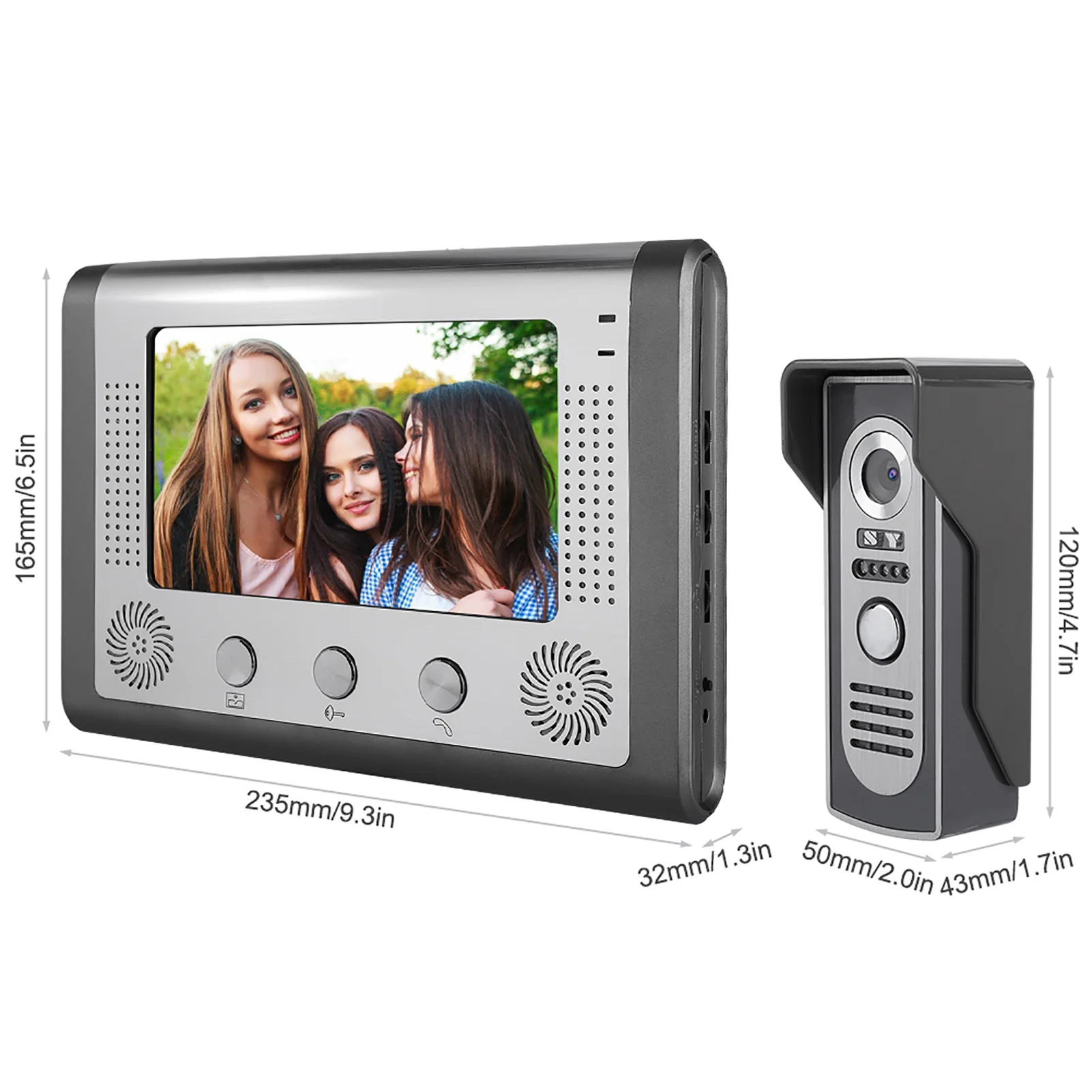 7inch Wired Video Doorbell with Night Vision Intercom Door Phone HD Camera 2 Way Audio Weatherproof Security Doorbell for Home