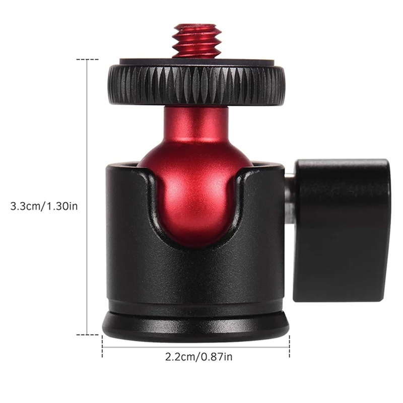 ABGI-10X Шаровая головка из алюминиевого сплава, вращающаяся на 360 градусов, подходит для мобильных телефонов/спортивных камер