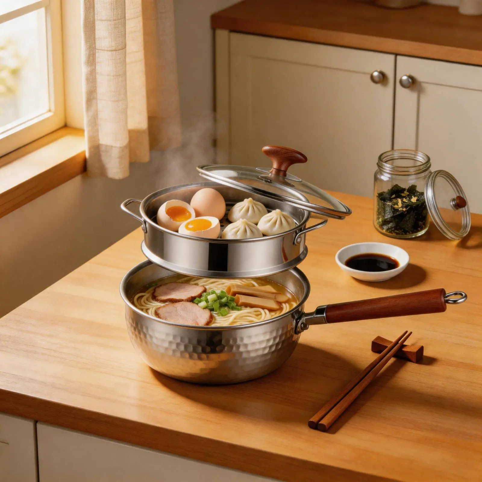 Stainless Steel Pot No Coating Japanese Frost Pot Single Handle Stainless Steel Saucepan for Infants, Beginners, Home Kitchen