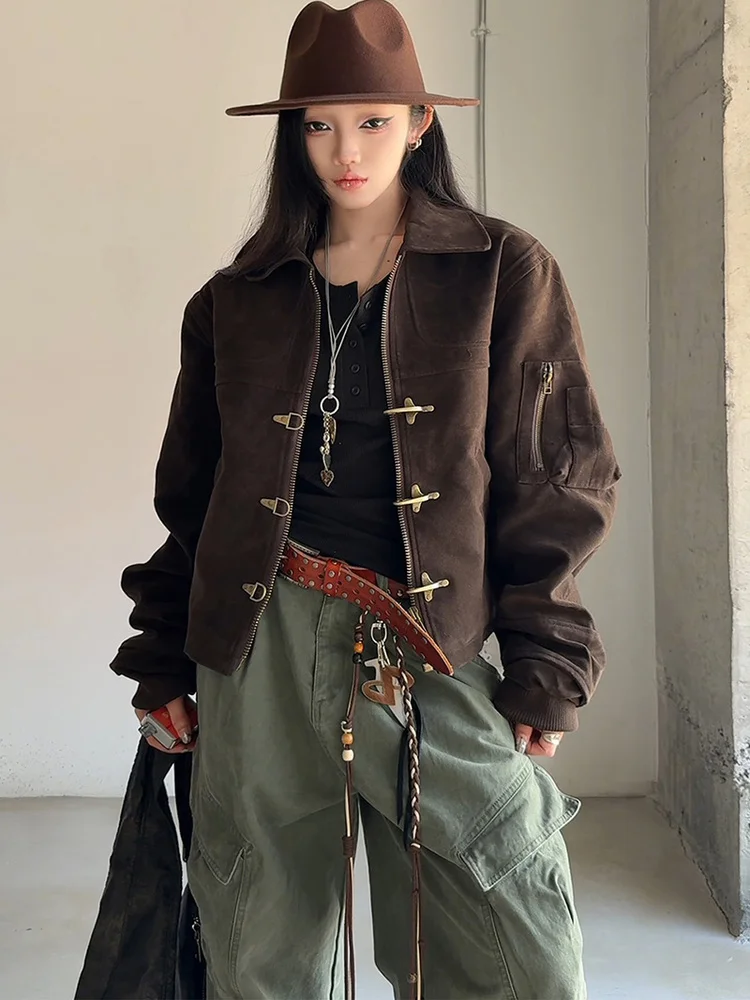 

Retro American Sle Men's ort Suede Jaet Vintage Waed Outerwear Autumn Season Breathable Workwear Coat for Teens