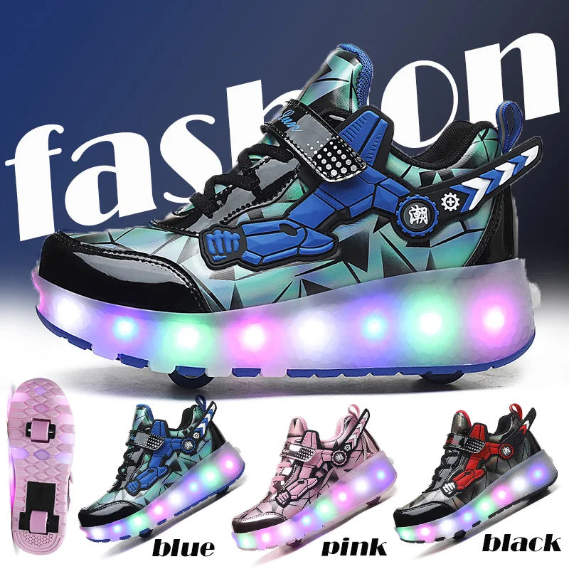 

Children's Roller Skate Shoes Classic mechanical style high sales style boy's and grils Shoes With Two Wheels Flashing Ice Skate