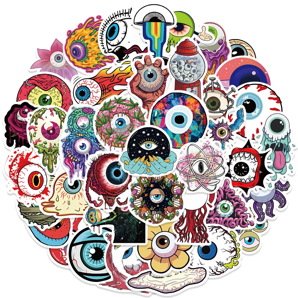 

10/30/50pcs Horror Cartoon Eyeballs Stickers Cool Gothic Graffiti Decals DIY Motorcycle Phone Laptop Car Waterproof Sticker Pack