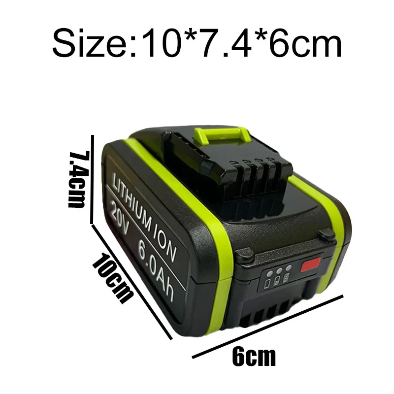 Replacement Battery Worx-Lithium-ion Suitable for WKS, 6.0Ah, 20V, WU268, Worx WA3551, WA3551.1, WA3553, WA3641, WG629E, WG546E