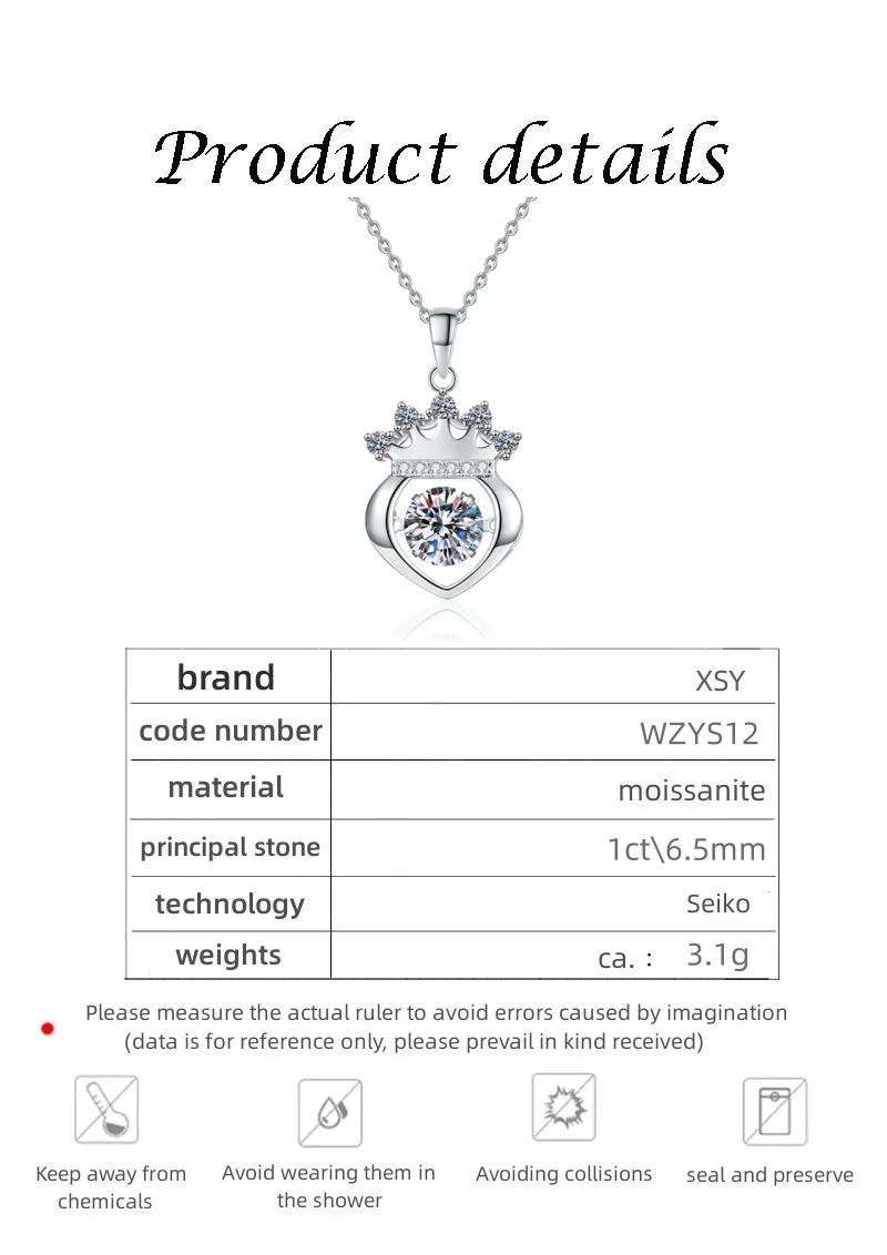 Colar feminino de moissanite pt950 1ct com pingente de dança, joia de dia dos namorados, presente de platina brilhante b2b atacado