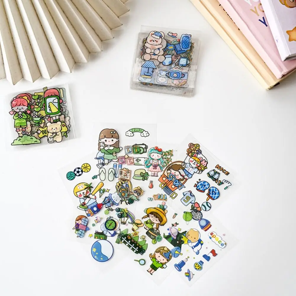 10Pcs/Pack Clear Waterproof Cartoon PVC Stickers Cute Cartoon Patterns Kids Notebook Decor Scrapbook Phone Water Bottle Sticker