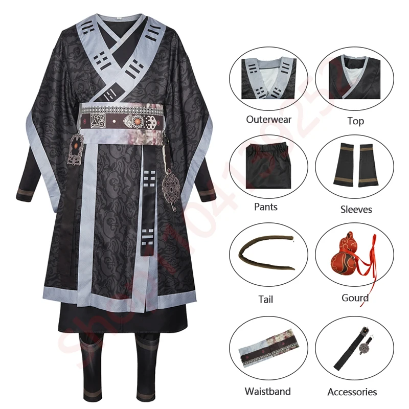 Black Myth Wukong Yin Yang Daoist Robe The Destined One Cosplay Costume Sun Wukong Outfit Adult Clothes Halloween Fancy Disguise