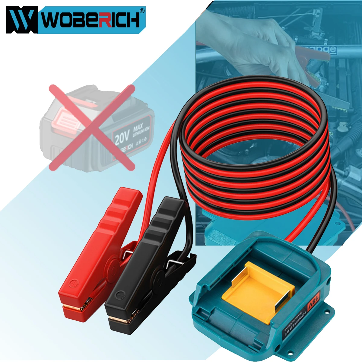 Jumper Cable Clamps For Makita Lithium Battery 12AWG Portable Power Socket Lithium Battery Jumper Starter