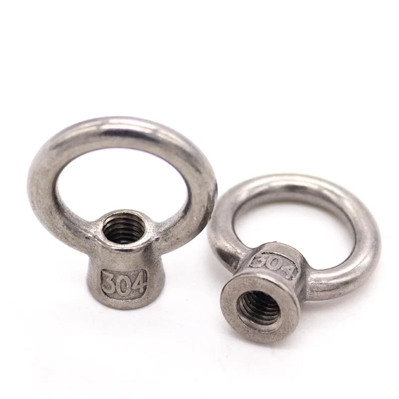M3 M4 M5 M6 M8 M10 M12 304 A2-70 Stainless Steel Eyenut Round Loop Circle Hole Eye Ring Nut for Marine Cable Rope Lifting