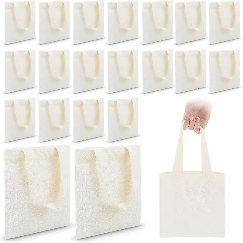 1pc Craft Bags Mini Tote Bag Blank Canvas Tote Bag Small Sacks Bag Reusable Gift Bag Grocery Bags for Kids Party Favor