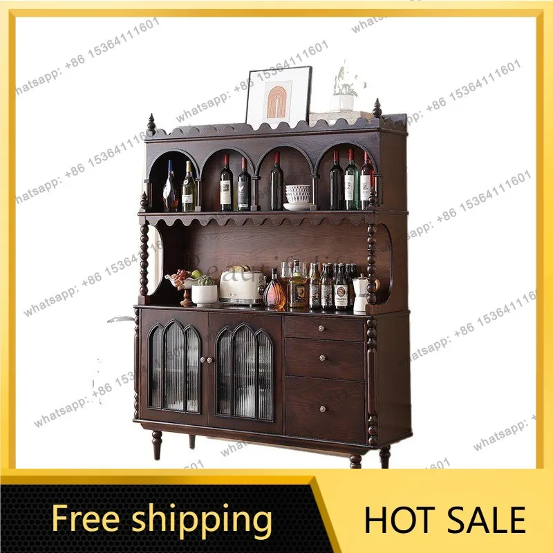 ZJ. French vintage solid wood sideboard integrated living room wall-mounted home storage cabinet