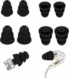 4 Pairs Triple Flange For Shure SE215 Pro Ear Tips, Noise Reduce Silicone with 2mm Connector Hole Earbuds For Etymotic Research