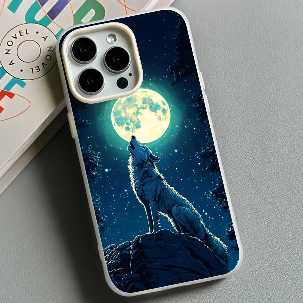 

Fashion Wolf Jelly Double layer White Mobile Phone Case for iPhone 17 16 15 14 13 12 11 Air Pro Max Plus Protective