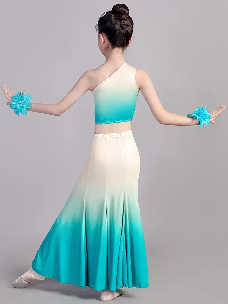 Strój taneczny mniejszości etnicznych, strój pawia na występy sceniczne, spódnica rybi ogon, strój ludowy do tańca Dai, sukienka do tańca Dai dla dzieci