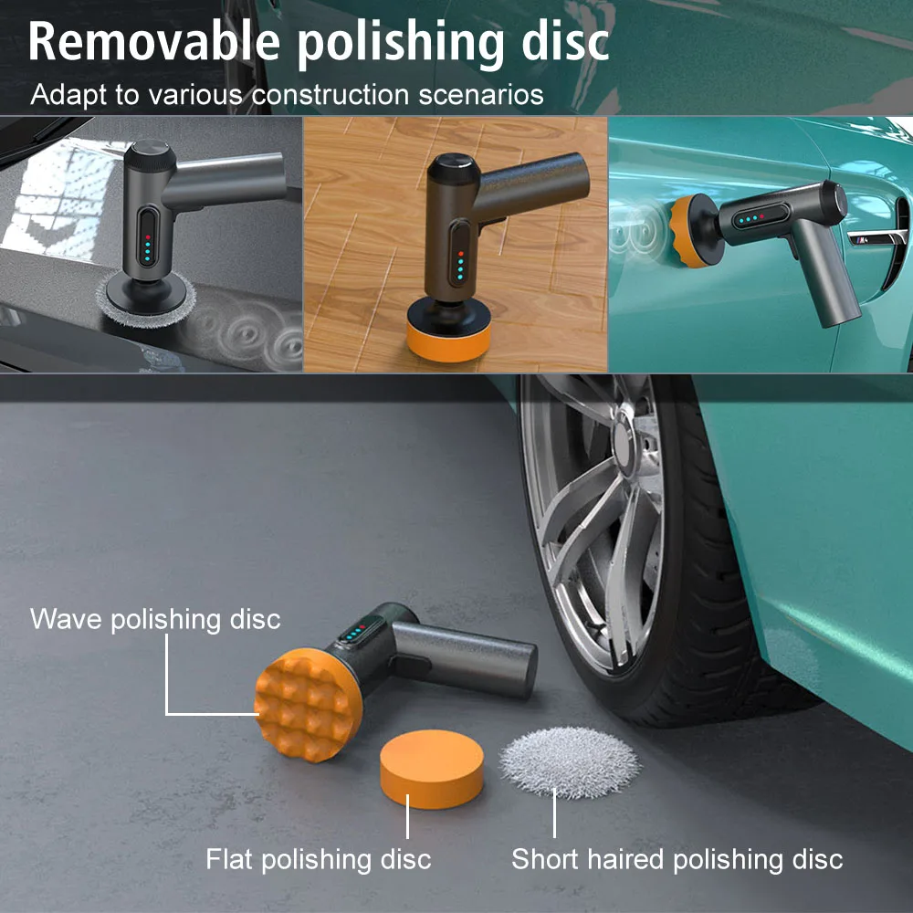 Boat Care Paint Waxing Polishing Machine Cordless Waxing Gun 3 Pads Dent Scratch Removal Tools For Motorcycle Car Polisher Floor