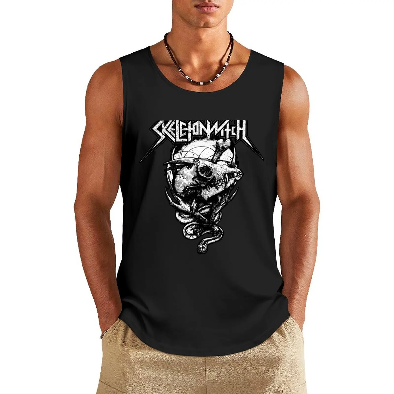 Skeleton witch Tank Top T-shirts men men gym gym Men gym sportswear