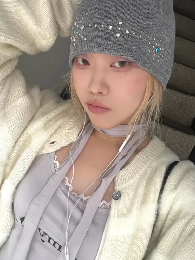 فريد من نوعه SEI جوهرة برشام تصميم عارضة Y2K تنوعا محبوك قبعة باردة Personali اليابانية Sle الرجعية متعددة الوظائف الترفيه K... #5