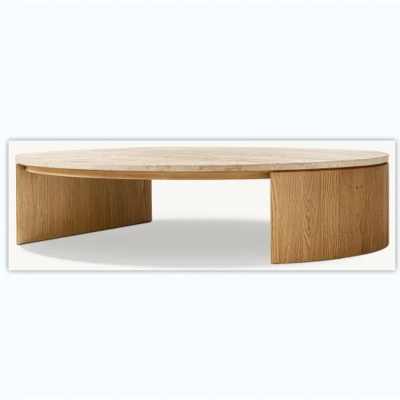 طاولة قهوة فاخرة لغرفة المعيشة مصنوعة من الخشب الصلب الأمريكي وعرض غرفة المعيشة والرخام المكتبي #4