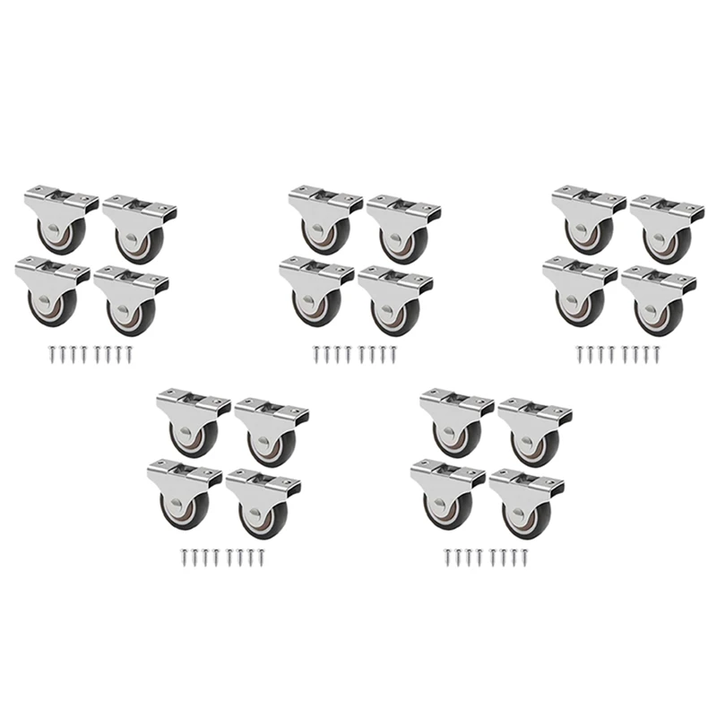 GTBL 20 Pcs Mini Casters Furniture Casters Small 25Mm Fixed Casters Directional Movable Casters Movable Casters For Furniture