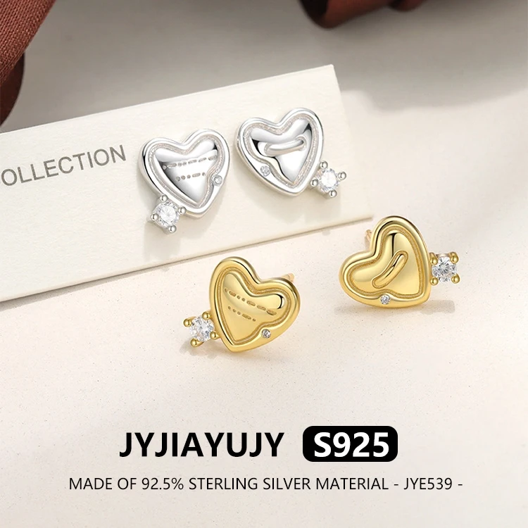 

JYJIAYUJY 100% цельно оригинальные серьги-гвоздики из стерлингового серебра S925, в наличии, асимметричные модные ювелирные изделия для любви, подарок, повседневная одежда JYE539