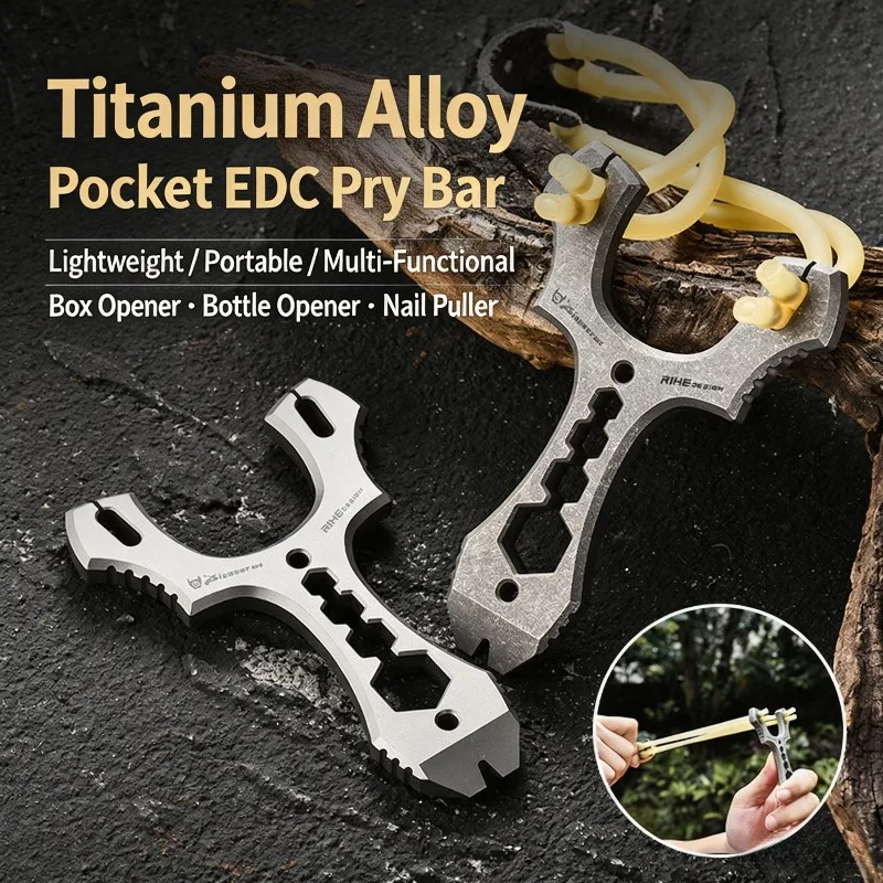 Titanium Mini EDC Multi‑tool Portable Pry Bar Hex Wrench Multi‑Function Outdoor Camping Pocket Survival Tool Keychain Gadget