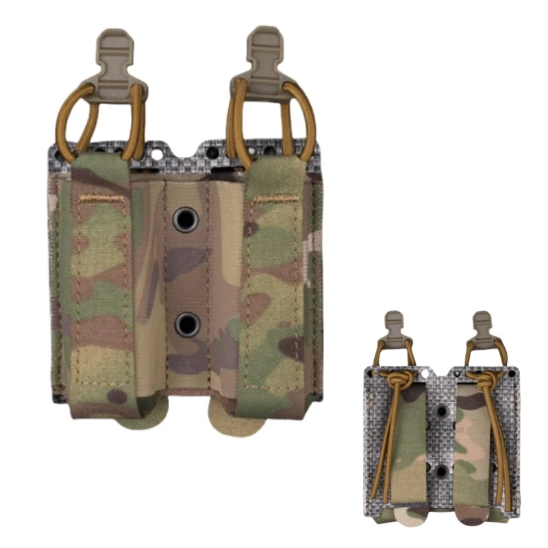 

Dual Pistol Magazine Pouch | Elastic Retention MOLLE Holder | Compact Two-Slot Organizer