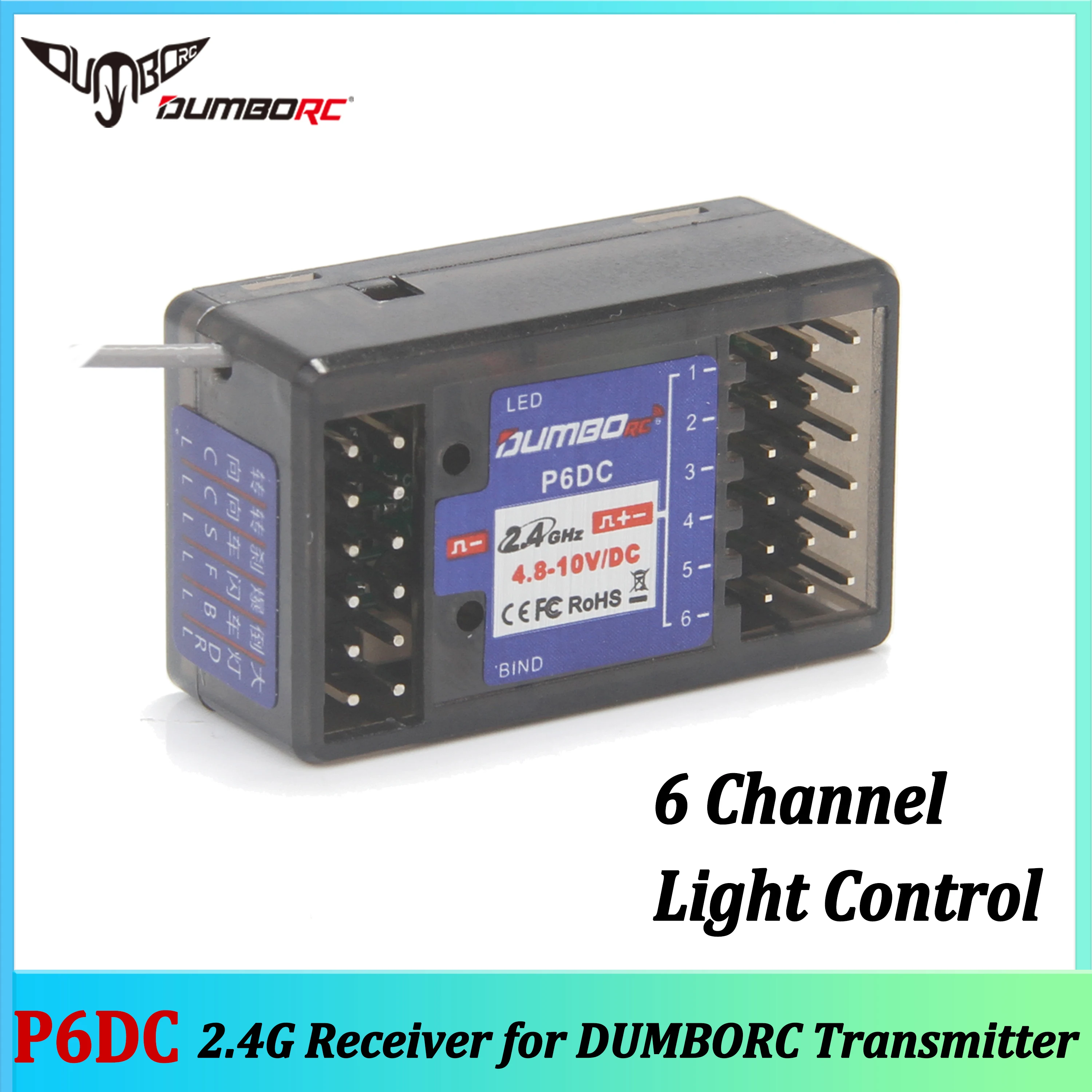 DUMBORC P6DC 2.4G 6CH récepteur de contrôle de la lumière pour émetteur X4 X6 DDF-350 télécommande RC voiture chenille bateau Axial SCX10 D90
