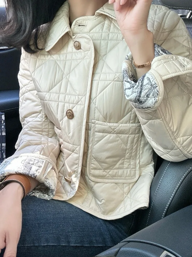 ملابس خارجية نسائية من Faionable ort Cotton Jaet ذات ياقة مرصعة بالألماس وزر واحد ومتعددة الاستخدامات للنساء