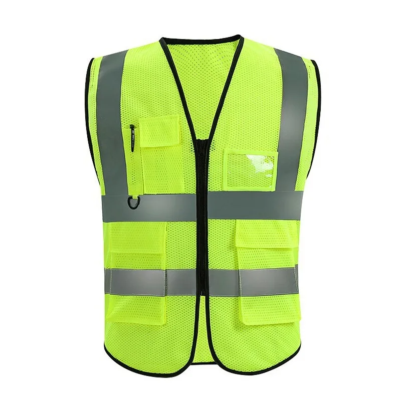 Reflective Safety Vest Grid Type Multi-pocket Traffic Vest Breathable Railway Coal Miners Builders Uniform Racing Running Sports